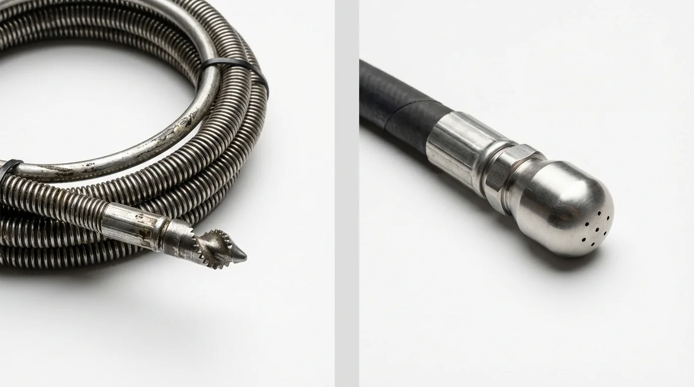 Drain snake cable and hydro jetting nozzle used for drain cleaning in Kaneohe, HI