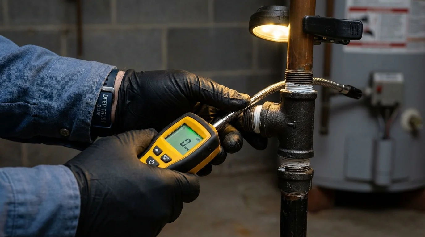Gas leak detection with electronic sniffer by Johns Plumbing LLC in Kaneohe