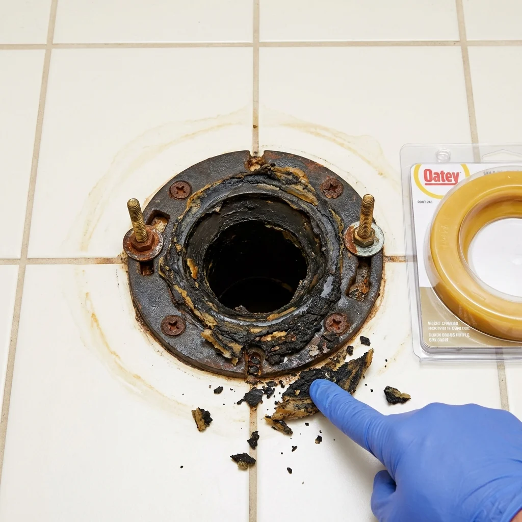 Failed wax ring showing water seepage at the base of a toilet in a Kaneohe, HI home