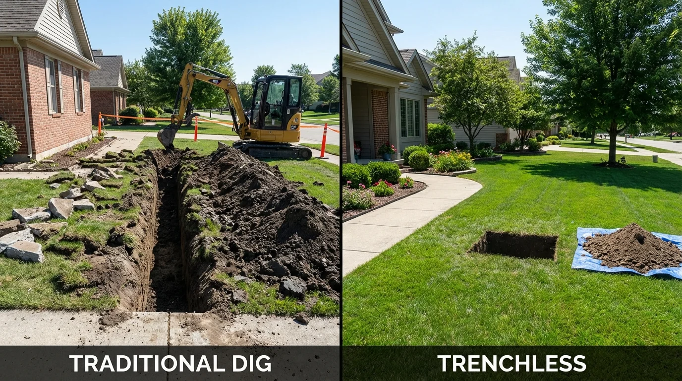 Trenchless sewer repair with minimal yard damage versus traditional excavation in Kaneohe, HI